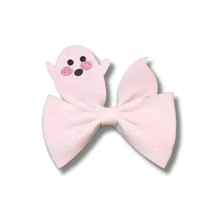 White Ghitter Ghost Bow - Halloween Accessories For Dogs - Pet Hair Accessories