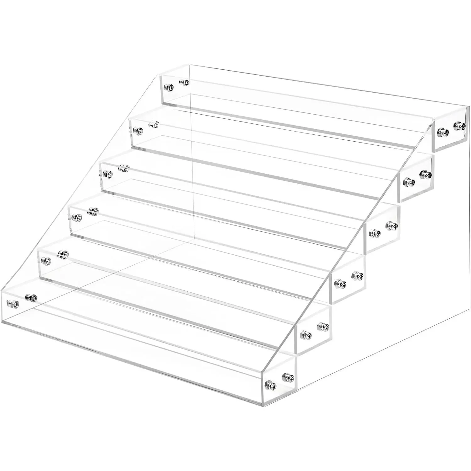 Acrylic Nail Polish Rack - 6-Layer Expandable Stepped Edge Shelf, Holds 72 Bottles, Multifunctional Space-Saving Organizer for Nail Polish, Essential Oils, 12.2*9.7*7.1 Inches Scratch Resistant Desktop Tabletop Storage, Lightweight Pre-Drilled Rectangle