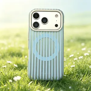 Blue Striped Phone Case Cover for Apple iPhone 16 Pro Max, 15 Pro Max, 14 Pro, 13 Pro, 13, Fashionable Women's Simple Phone Case