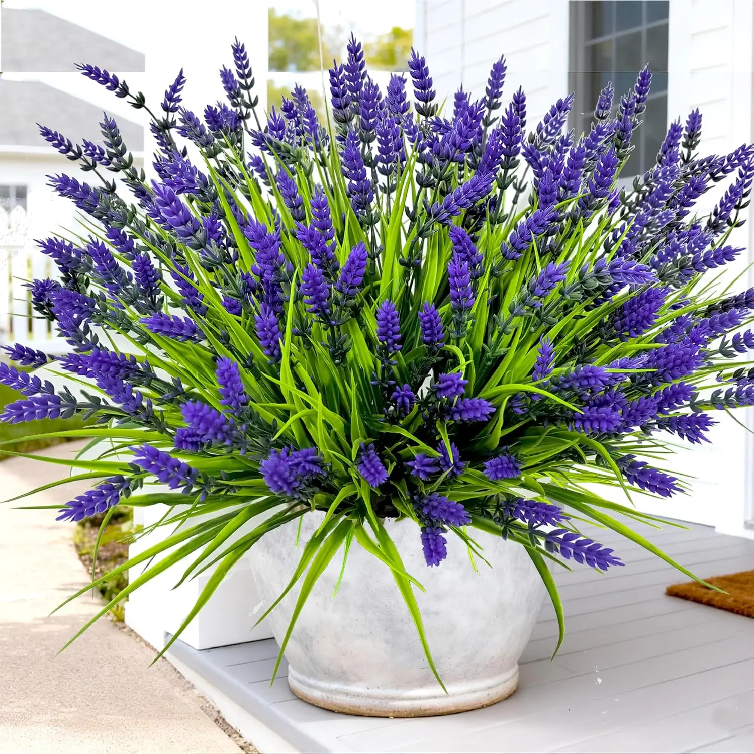 16pcs Real Touch Artificial Lavender Arrangement - UV-Resistant Artificial Decorative Flowers, Balcony Ornaments, Modest Natural Look Nursing Home Decor Accent, Black Friday Farmhouse Decor