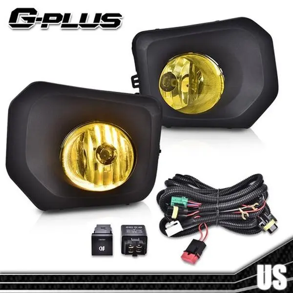 G-PLUS Front Yellow Lens Fog Lights Pair Set - ISO Certified, Bumper Lamp Bezel Kit, Driver/Passenger, Relay, Wiring Included, Night Visibility, Car Lighting for 16-21 Toyota Tacoma Automotive Parts
