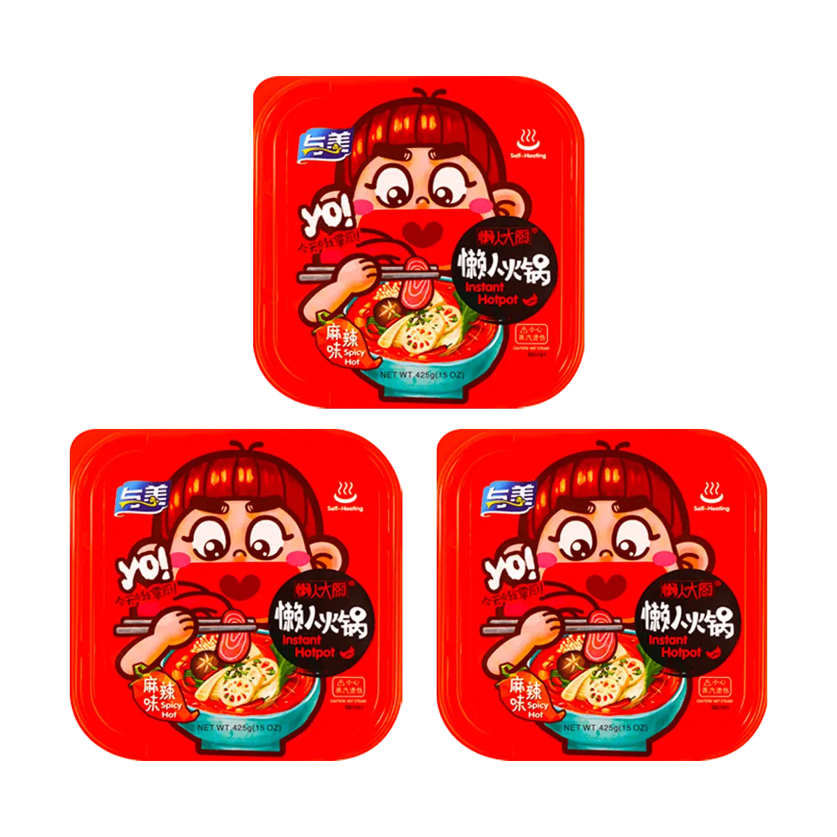 YUMEI Self-Heating Instant Hot Pot - Spicy Flavor, 15oz*3 Pack