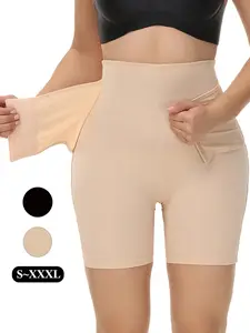 Women's Plain Adjustable Hook & Eye Buckle Front Shapewear Shorts, High Waist Tummy Control Hip Lifter Trainer Short Leggings, Seamless Thigh Slimming Shaper Shorts, Women's Shapewear for Daily Wear