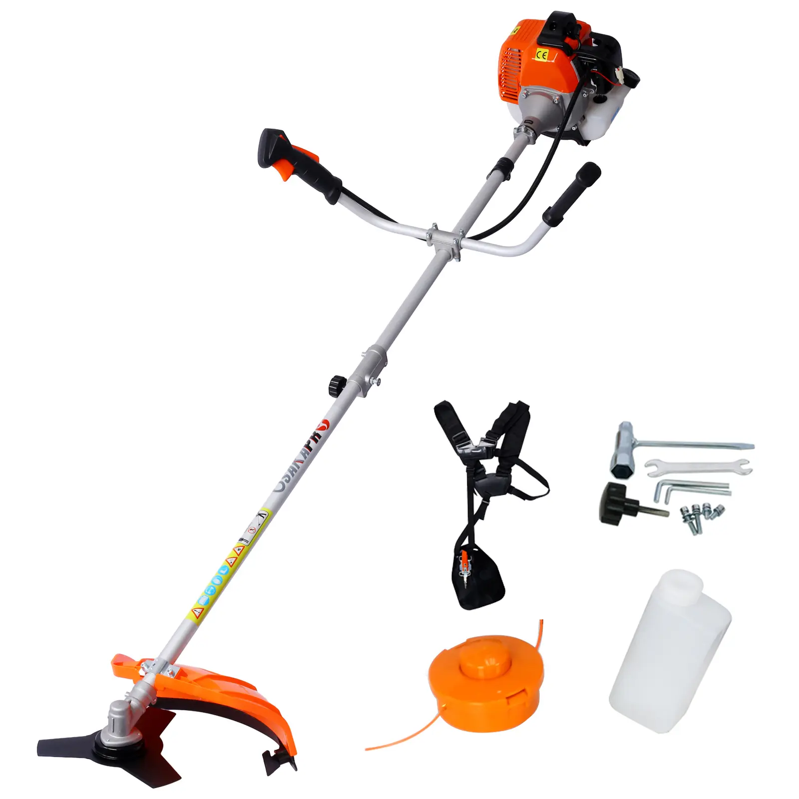 52cc 1e44f Full Crank Gas-Powered Grass Trimmer Combo, 2-in-1 Weed Eater/Wacker & 10in Brush Cutter, 1.7 HP, 1.1L Capacity, Rubber Handle, Shoulder Strap, Durable Efficient Trimmer Lawn for Garden Bush Trimming Tasks, 2-In-1 Grass Trimmer Combo