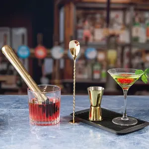 Gold Stainless Steel Muddler & Stirring Kit – Make Cocktails Like a Pro!