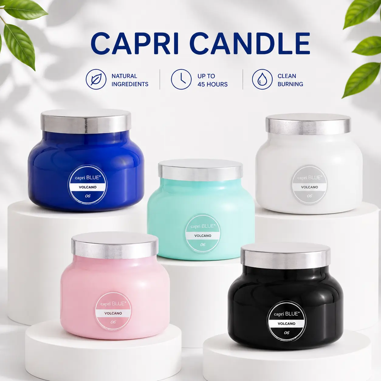 Capri Blue Volcano Scented Candle – Luxury Pink Glass Jar, Tropical Fruit & Sugared Citrus Aroma, Soy Wax Blend, Elegant Home Décor