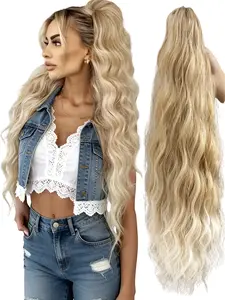 Women's Long Hair Clip-In Extension, Wavy Synthetic Hairpiece, Natural Soft Style, High Ponytail Design, Ponytail Extensions, Perfect for Daily Wear & Special Occasions, Synthetic Soft Hairpieces