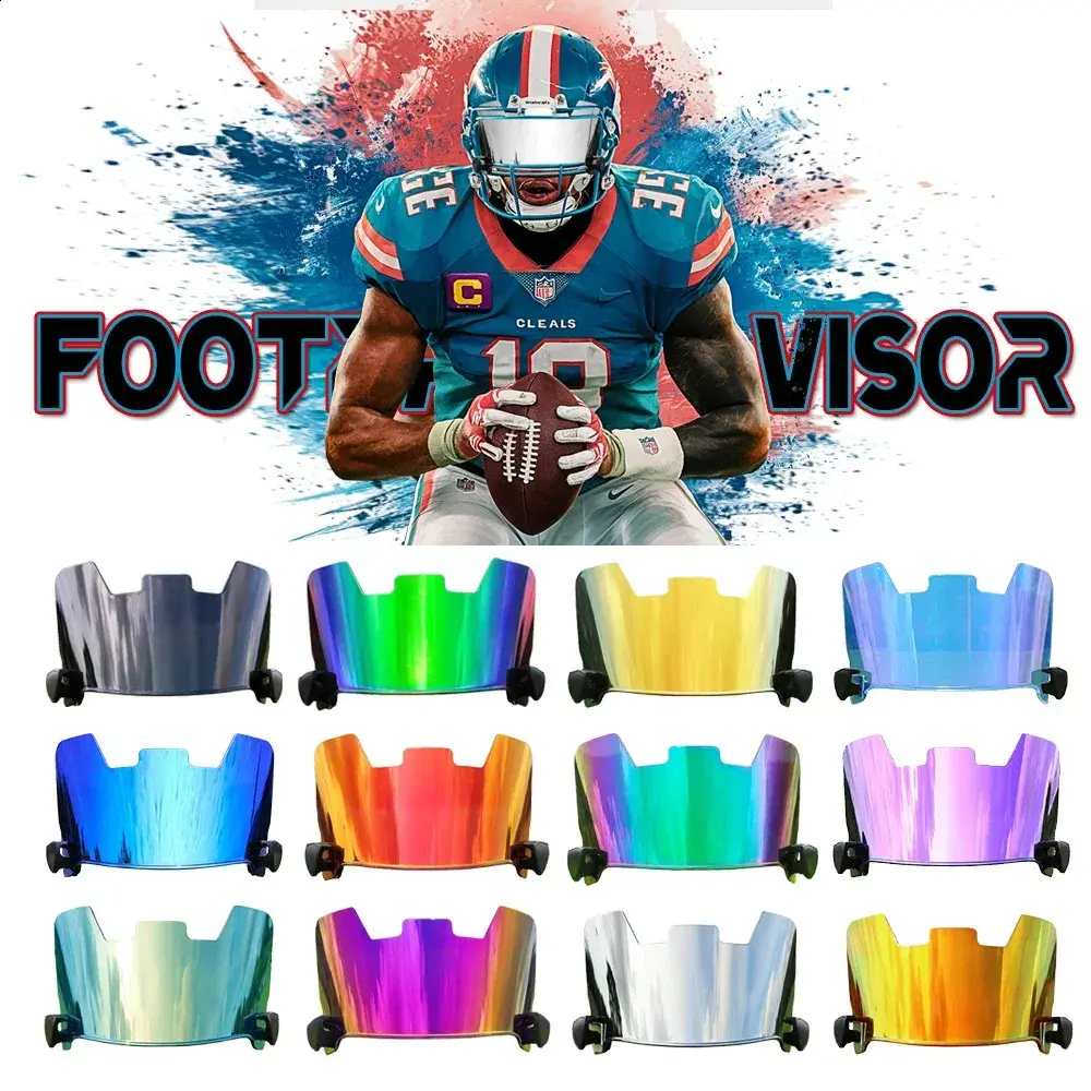 Football Integrated Visor Eye Shield for Youth & Adult Helmets, Sleek Solid Color Design that Fits Securely, 210x120x70mm, Chrome, Matches, Uv Protection