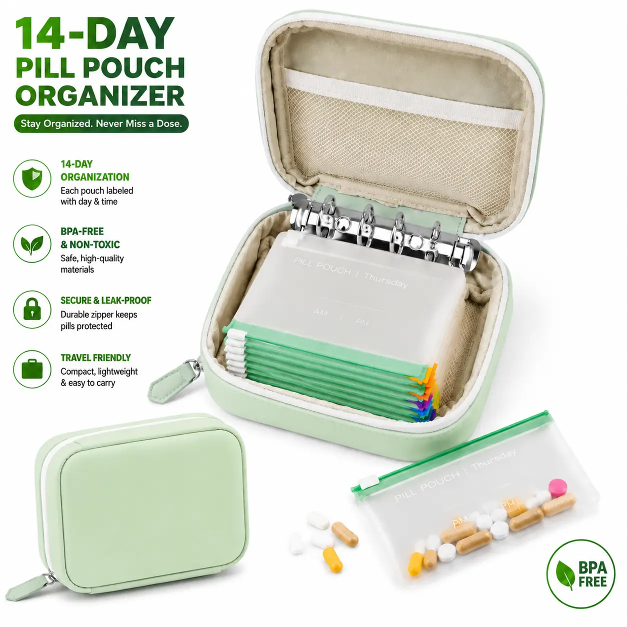 #SummerWins #DealsForYouDays  14 Day AM PM Pill Pouch Organizer Travel Zipper Case, Pill Pouch Organizer with Portable Zipper Travel Case, 14 Double Compartment AM PM Labeled Medication Pouches Multi-use for Jewelry Earbuds Small Accessories