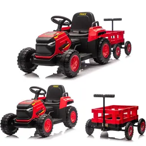 12V Ride-On Tractor for Kids with Detachable Trailer, Remote Control Electric Farm Vehicle, 8-Wheel Battery Powered Toy for Ages 3-8
