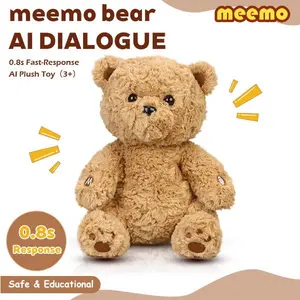 Meemo Bear: Screen-Free AI Plush Toy | 0.8s ultra-fast response, long-term memory, safe friendly emotional & educational companion for kids ages 3+