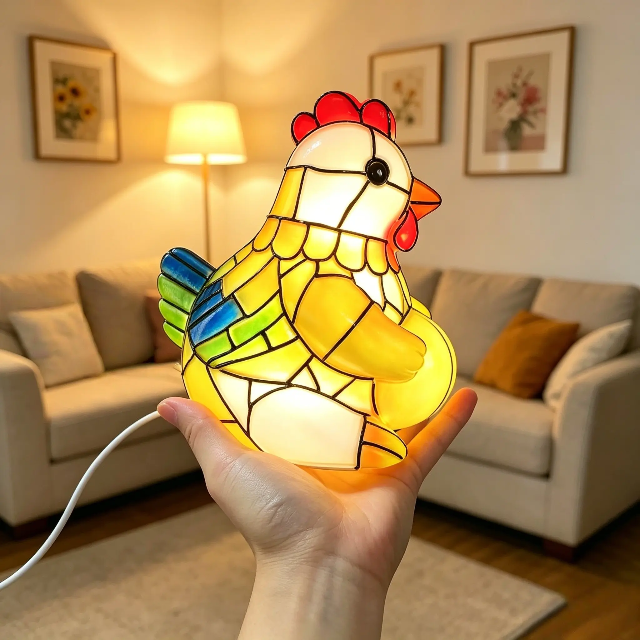 1pc Creative Laying Hen Shaped LED Decorative Night Light, Healing Style Bedroom Desktop Ambient Decoration, Led Nightlight