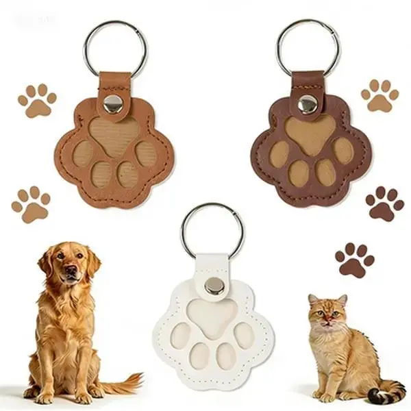 Compact Smooth Paw Print Pet Fur Memory Charm - Keychains Accessory, Bags & Keys Ready, Mirror Hang Easy, Hair Storage, Memorial Gift for Dog & Cat Lovers