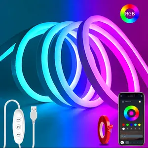 RGB Neon Rope Lights – Dimmable with App Control, Smart LED Ambient Backlight for TV, Computer, Bedroom & Living Room, Neon Accent Light, Ideal Christmas Gift