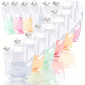 12Pcs/Set 1.3 Gallon Collapsible Water Storage Bag,Water Container,Emergency Jug Plastic Storage Pouch,Freezable Carrier Tank Foldable Bottle for Outdoor Sport Camping,Valentine's Day Gifts,Hand Tools Kits