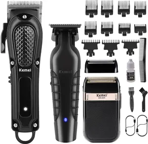 KEMEI Professional Hair Clippers for Men, Cordless Barber Clipper T-Blade Beard Trimmer Foil Shaver Set, Rechargeable Electric Fade Clipper Hair Cutting Kit, KM-1071, KM-2299, KM-2024