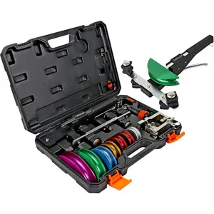 CAVALAX Pipe Tube Bender Set, for 1/4" to 7/8" O.D, 90? Ratcheting Tubing Bender Kit with Reverse Bending Adapters and 7 Multi-Color  Heads, for HVAC Air Condition Heating Repair