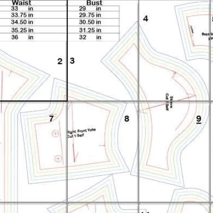 Round Collar Button-Up Blouse Sewing Pattern – Printed Templates (A0 / A4 / Letter Sizes)