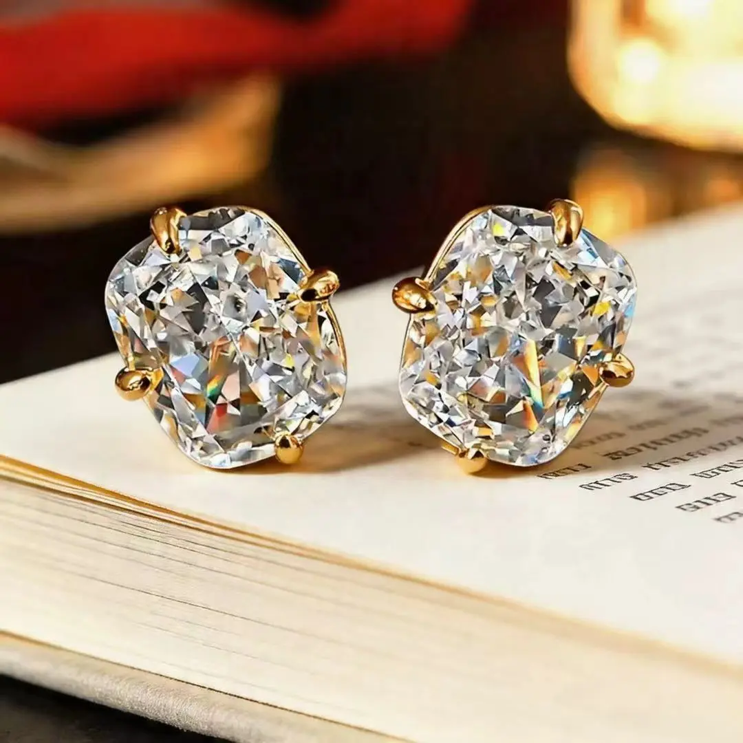 Women's Oval Cubic Zirconia , Gold-Tone Prong- Sparkling , Elegant for Wedding, Party & Anniversary men's nikki reed disc pierced princess spicy rook whimsical Stud Set 4th july lizard earrings star style s925 silver daily costume jewelry accesso helix ca