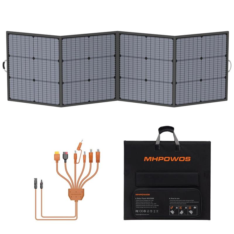 MHPOWOS Solar Panels 110W / 220W Portable Solar Panel, 20V / 40V Foldable Solar Panel IP67 Waterproof Solar Charger for Outdoor Camping, Portable Power Station, RV