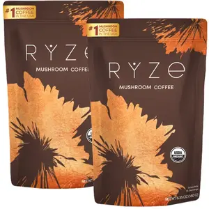 USDA Organic RYZE Mushroom Coffee - USA-Grown Instant Coffee with 6 Adaptogenic Mushrooms, MCT Oil, Lion's Mane, Turkey Tail, Vitamin - 30 Servings for Energy & Focus (Healthcare Supplement)