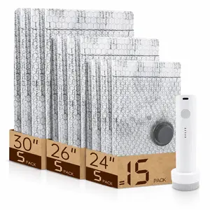 USB Rechargeable Wireless Vacuum Storage Bags Set | 9/15 Packs for Travel | Portable Hand Pump Saves Luggage Space, Durable & Lightweight