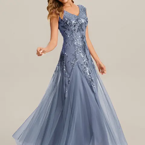EVER PRETTY Women's Classic Sparkly Sequin Mermaid Formal Dress - Embroidered Cap Sleeves, High-Stretch Polyester, Zipper, Easy Movement, Formal Wear Gowns, Special Clothing for Wedding Guests, EE02559