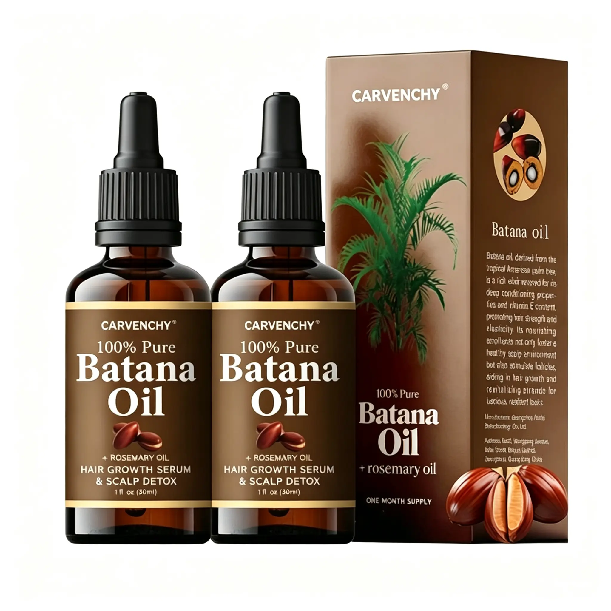 Batana Oil for Hair,Hair Oil with Rosemary for Hair Growth - 100% Organic Batana Oil ,Healthy Hair, Make Hair Longer Fuller Thicker, Organic Batana Oil with Rosemary,Organic Rosemary Oil Vitamin E Nourish Scalp,for All Hair Types