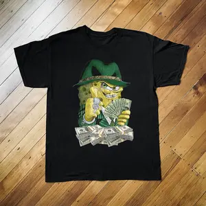 Spongebob Gettin' Money Black Tee Vintage y2k 90s Style Unisex Tee, Retro Music Fan Gifts