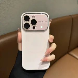 Natural titanium color liquid silicone magnetic phone case for iPhone 17 Pro MAX 13 14 15 16 Pro MAX, full coverage camera lens Back Cover