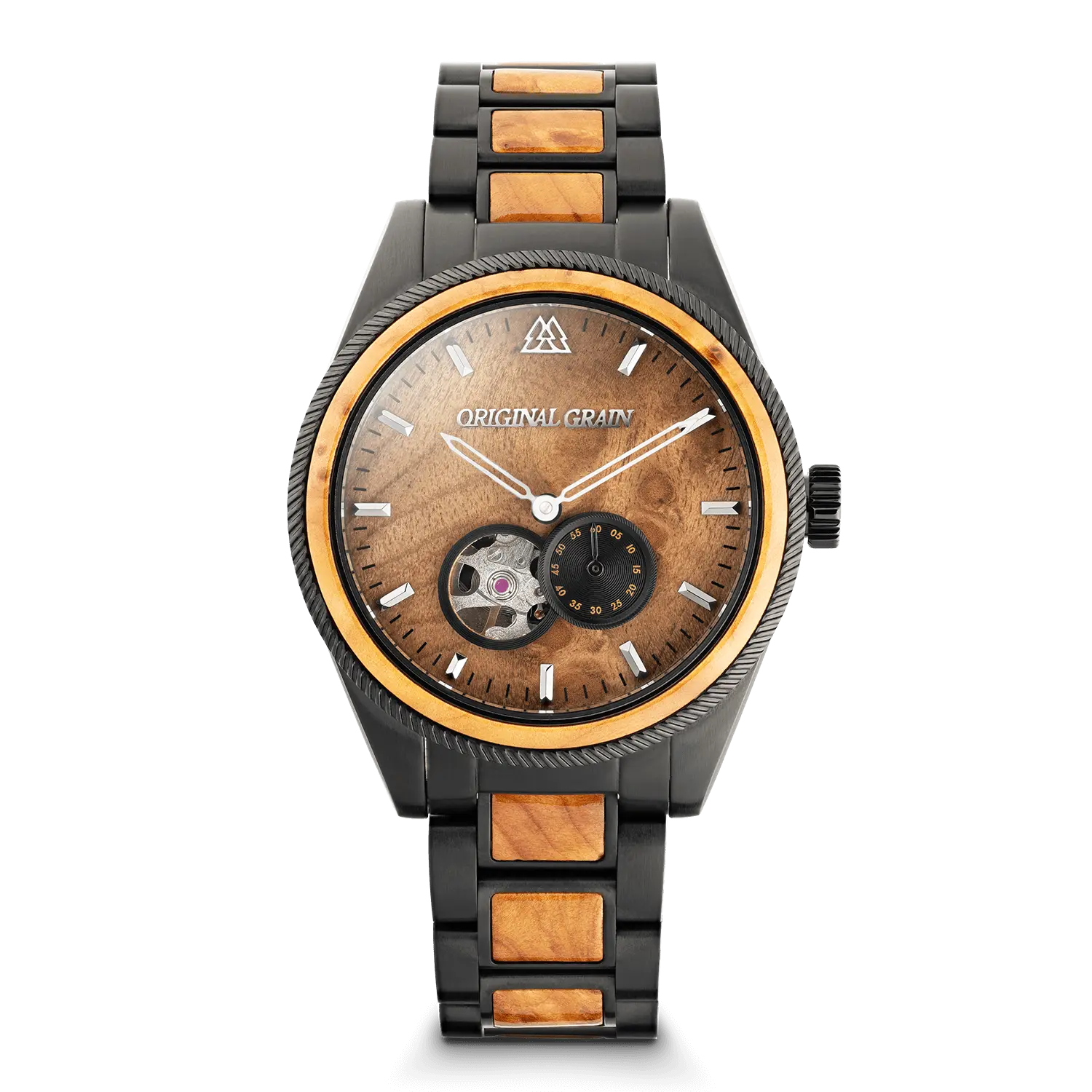 Men's Vintage Burlwood Dress Watch - 40mm Handcrafted Fully Automatic Analog Wristwatch, Contemporary Modern Meets Retro Business Fashion Timepiece with Classic Round Dial