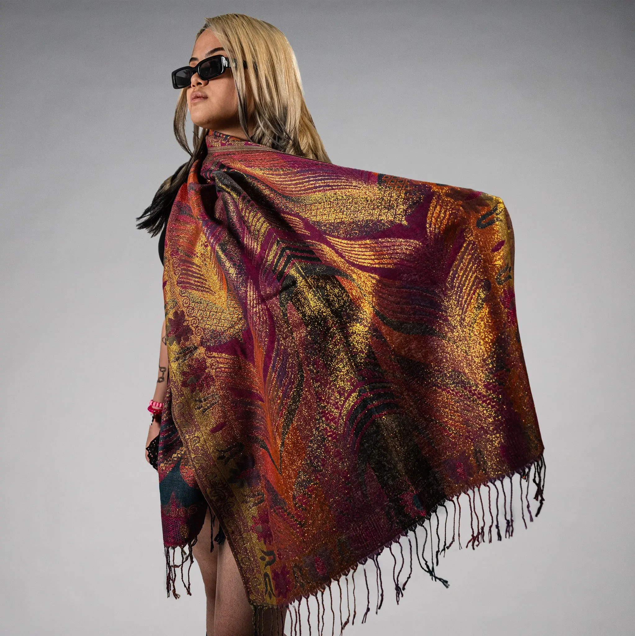 Starlit Feather Rave Pashmina Scarf