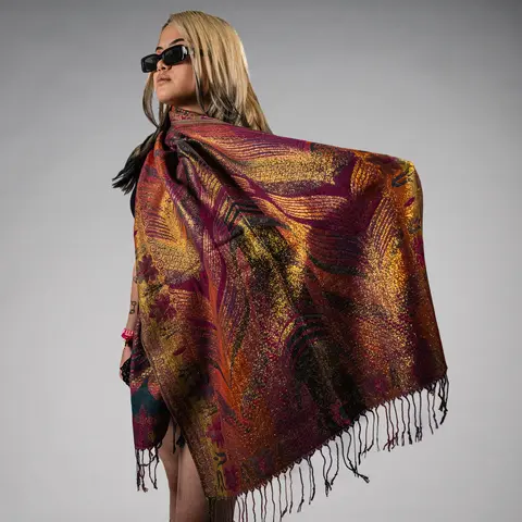 Starlit Feather Rave Pashmina Scarf