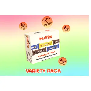 Muffits Variety 6-Pack Protein Mini Muffins - 2 Wild Blueberry, 2 Double Chocolate, 2 Banana Nut