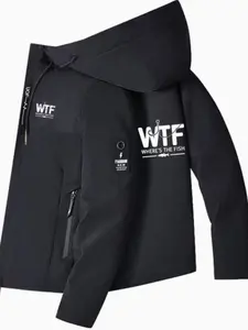 Men's Helicopter Theme Pilot Jacket, H Letter Logo, Motorcycle Zipper Pockets, Washable Spring Fall Commuter Coat