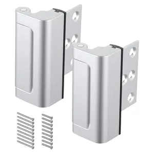 Door Reinforcement Locks, 2-Pack Aluminum Alloy Home Security Locks, 3-in Stop Withstands 800 lbs Force, 8 Screws Included, for Inward Doors, Boosts Home Safety
