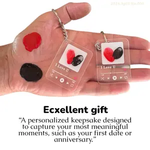 Lovexo 2x DIY Personalized Fingerprint Keychains Acrylic Transform Unique Keepsake for Birthdays Anniversaries Engagements Eco-Friendly Gift-Ready