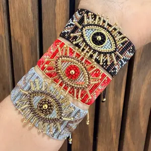 Thick handmade MIYUKI Turkish eye bracelet