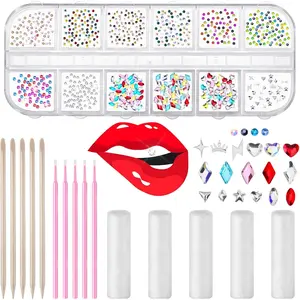 Sosation 377 Pieces Tooth Gem Kit for Women DIY Fashionable Tooth Jewelry Kit Artificial Crystal Reflective Teeth Gems Starter Set Gift for Christmas Teeth Party Decorations Bright Style