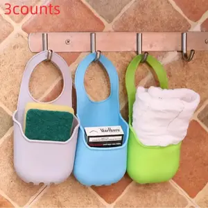 3-Piece Kitchen Sink Hanging Bag Set, Faucet Basin Drain Basket, Sponge Cleaning Cloth Storage Bag, Bathroom Silicone Drain Pouch