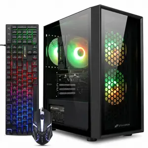 STGAubron Gaming PC Computer Desktop, Radeon RX 560 4G, Intel i7 Xeon E5 up to 3.0GHz, 16GB RAM, 512GB SSD, WiFi, BT 5.0, RGB Fan x3, Windows 11 Home