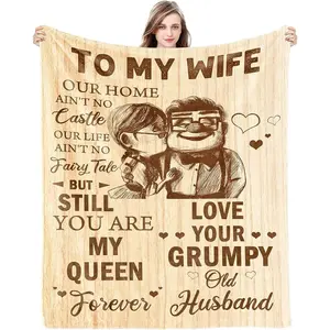 CENSIHER Gift for Wife from Husband to My Wife Blanket Wedding Anniversary Romantic Gifts for Women Birthday Christmas Valentine's Mother's Day Healing Thoughts Blanket Presents for Her