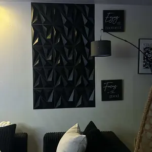 STICKGOO 33Pcs Tiles Geometric Pattern Wall Panel, Diamond Design 3D PVC Wall Panels for Interior Wall Decor, 11.8" x 11.8" Decorative Living Room