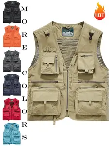 Men‘s Updata Fishing Vest Sleeveless Casual Utility Multi-Pocket Outdoor Work Safari Travel Photography Vest Lightweight Breathable Quick Dry Durable