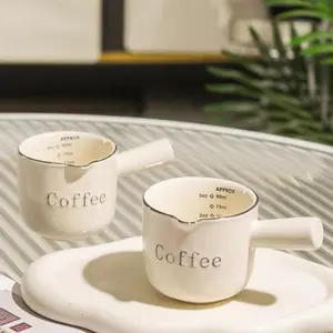 Ceramic Coffee Measuring Cup and Espresso Maker, 1-2 Ounce Capacity, Ideal for Milk Honey Sauces, Small Kitchen Tool for Home Cooking, Kitchen Measuring Utensils