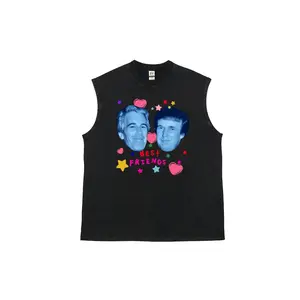 Best Friends Funny Political Meme Graphic Washed Sleeveless Tank Top | Vintage Satire Humor Muscle Shirt for Men & Women