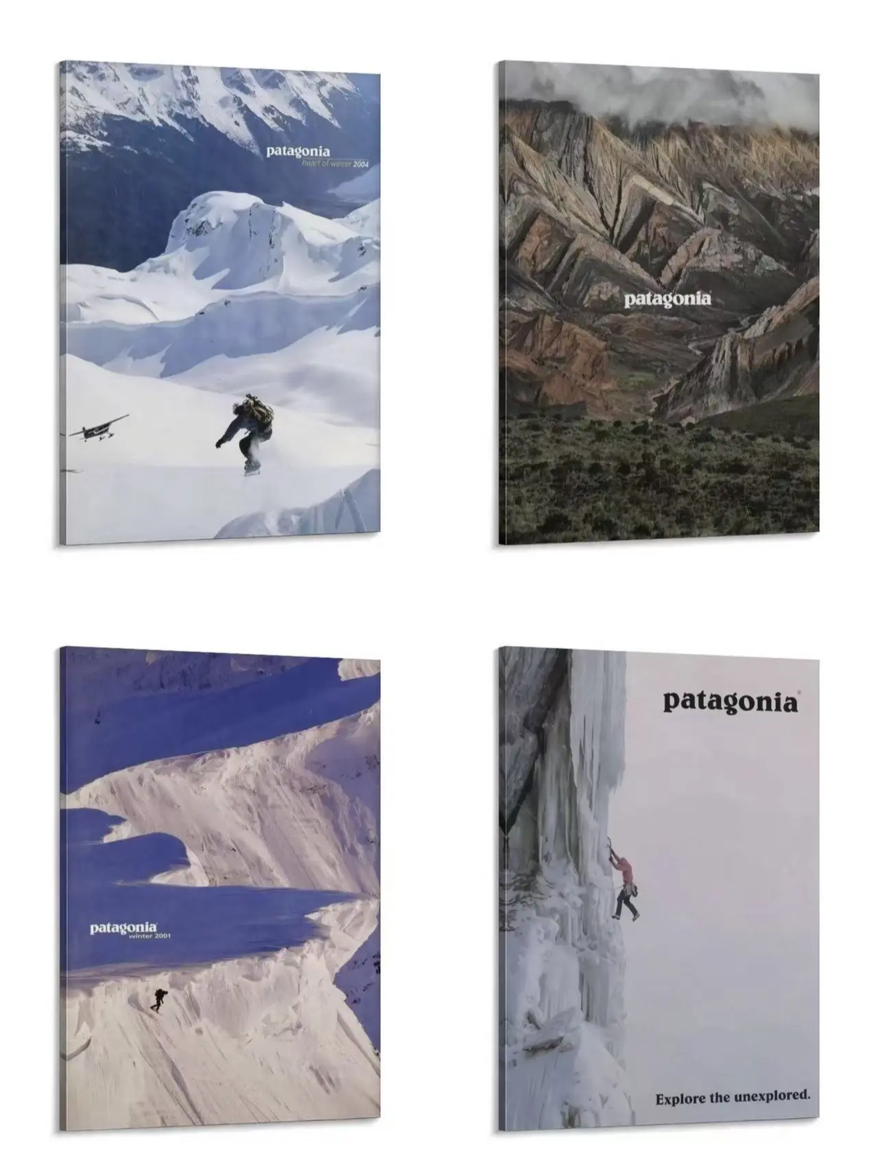 Vintage Outdoor Mountain Magazine Canvas Wall Art 4 - Framed/Unframed Ski Climbing Wilderness Nature Posters, Premium HD Fade-Resistant Prints, Adventure Set, Cool Room Decor for Cabin Lodge Man Cave, Ideal Gift for Hikers