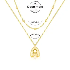 Dearmay Initial Letter Pendant Necklaces for Women Girls Greenish Spring Dainty Color A-Z Alphabet Necklace Fashion Jewelry for Parties & Birthdays with Gift Box Greenish Spring
