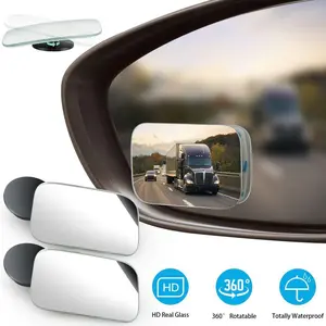 HD Glass Rectangle Blind Spot Mirror 2Pcs 360° Adjustable Convex Wide Angle Rear View Auto Accessories