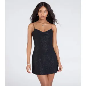 Unforgettable Heat Open Strappy Back Glitter Mini Dress